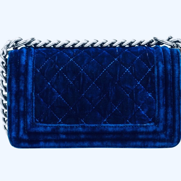 Chanel boy small velvety blue lambskin and velvet - Picture 2 of 5